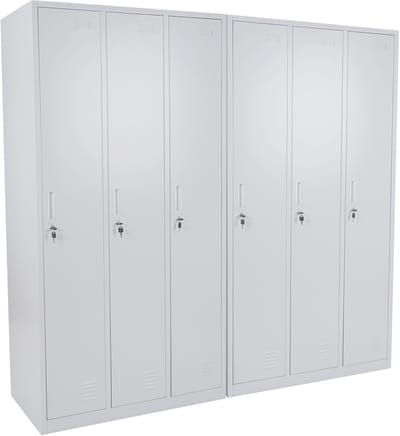 Locker Boston T829, afstortkluisje Lockerkast, metaal 6 vakken ~ grijs