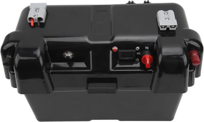 Marine Accubak - Accu Container - Energievoorziening Onderweg - Geïntegreerde USB en Voltmeter - 35cm Batterij - Zwart