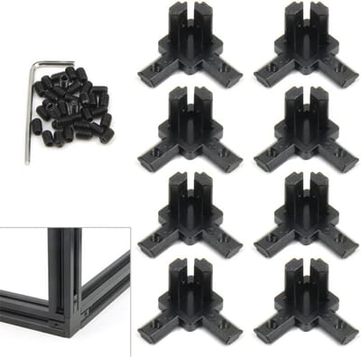Hoekbeugels Connector Set - Profiel Verbinding - Aluminium Frame Bouw - 3-Weg Binnenverbinding - 8 Stuks - Zwart