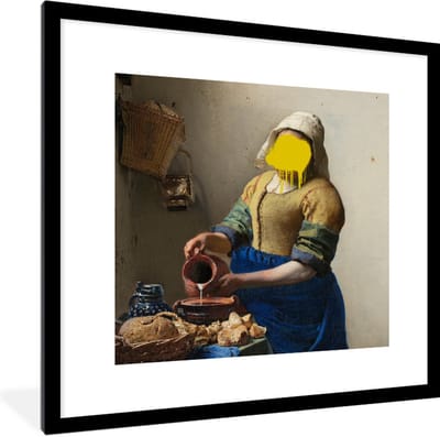Fotolijst incl. Poster - Het melkmeisje - Vermeer - Kunst - 40x40 cm - Posterlijst