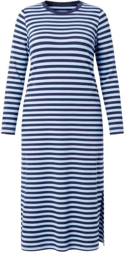 Studio Untold - Dames - Maxi-jurk A-lijn jersey met strepen lange mouwen - Marine - Maat 42+