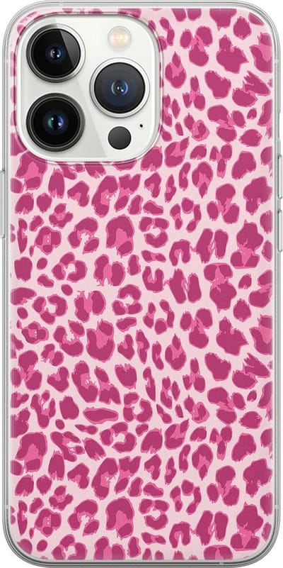 Leuke Telefoonhoesjes - Hoesje geschikt voor iPhone 13 Pro - Luipaard roze - Soft case - TPU - Luipaardprint - Roze