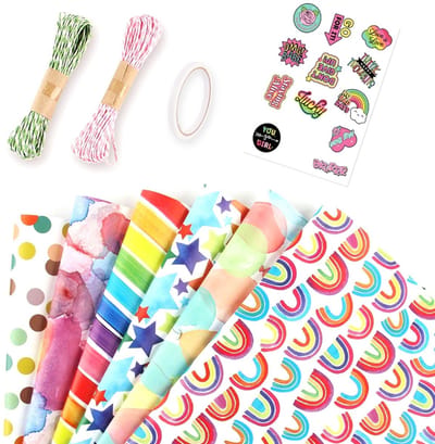 QTTVBTNA Verjaardag Inpakpapier – 6 vellen Kraft Papier – 50 X 70 cm –Cadeaupapier voor verjaardag, Sinterklaas & Kerst