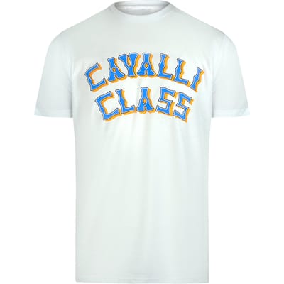 Cavalli Class Gelaagd Logo Off-white T-shirt