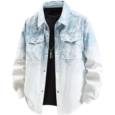 Nieuwe Heren Losse Kleurverloop Lange Mouw Tie-dye Jas Grote Maat Mode Casual Jas Heren XXXL gray