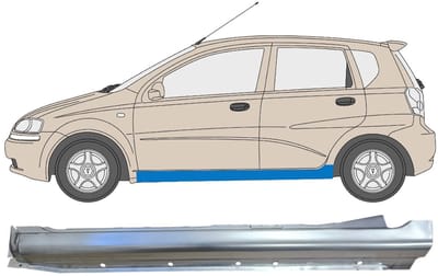 Volledige dorpel voor Chevrolet Aveo 2003-2006 / Links / HATCHBACK