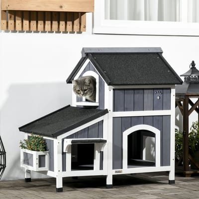 REDOM - Kattenkrabpaal - hout - meerdere niveaus - 96L x 65B x 85,5H cm Gray