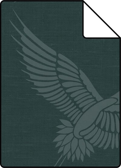 Proefstaal Origin Wallcoverings behang kraanvogels petrolblauw - 26,5 x 21 cm - 347759-S