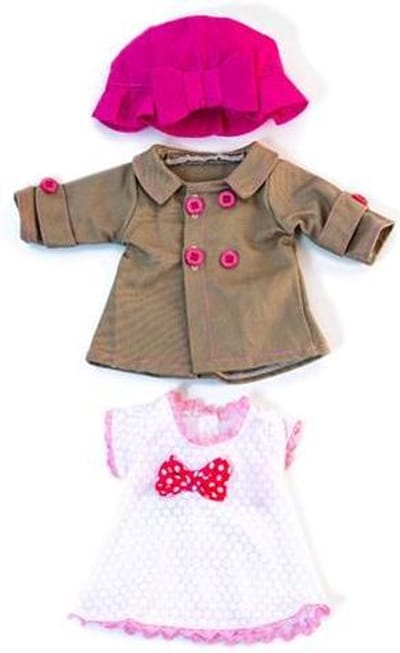 ML Poppen: KLEDIJ SET roos/wit voor meisje 32cm, 3-delig, plastic zakje met  kapstok, 3+