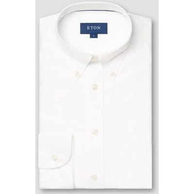 Eton Overhemd Solid Color Subtle Texture Royal Oxford Button Down Wit / male