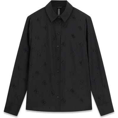 Guess Ls Flore Logo Hotfix Shirt - Streetwear - Vrouwen