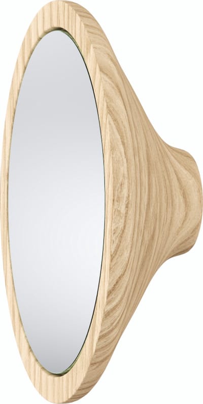 Wand Kapstok Met Spiegel, Maat S, Afmeting: D10xH10 cm, Naturel