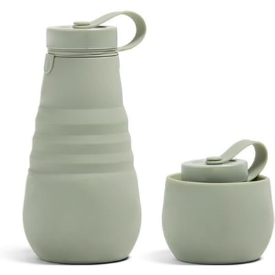 Siliconen opvouwbare waterbeker, gecomprimeerde waterfles, verstelbare beker, sport, reizen, draagbare grote buikbeker, buitenwaterfles 600ml1PCS