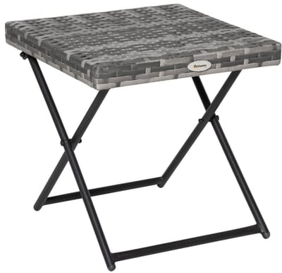 Wishdor Inklapbare Tuin Bijzettafel (40x40x40 cm) - Balkontafel / Tuintafel Klein - Weerbestendig Polyrattan (Wicker) - Grijs