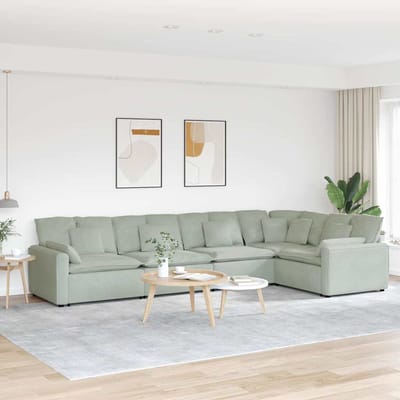 vidaXL - Modulaire - bank - met - kussens - fluweel - lichtgrijs