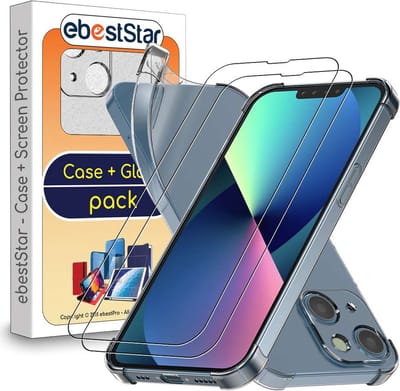 ebestStar - Hoes geschikt voor iPhone 13 mini Apple, Silicone Slim Cover Case, Versterkte Hoeken en Randen hoesje, Transparant + Gehard Glas x2