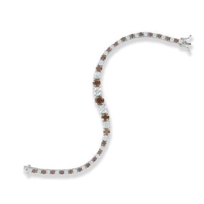 Diamonfire - Zilveren tennisarmband 20 cm - Uitlopend met transparante en bruine steen