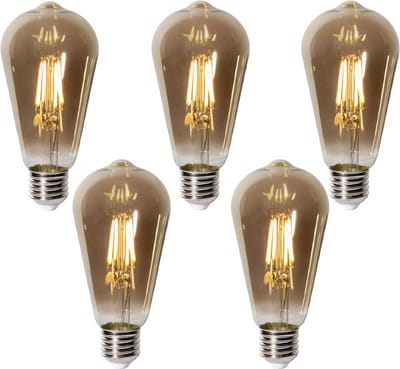 LUEDD Set van 5 E27 dimbare LED lampen ST64 smoke glas 5W 450 lm 2700K