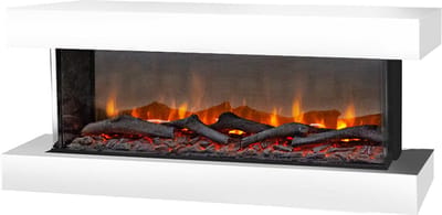 Xaralyn Elektrische wandhaard - Disegno 90SW - wit hout - 1400 Watt verwarming - met afstandsbediening - 3-zijdige elektrische haard - sfeerhaard