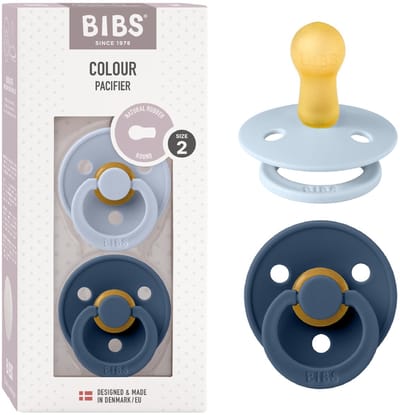 BIBS Colour Fopspeen - 6-18 mnd - 2-pack - Rond - Dusty Blue/Steel Blue
