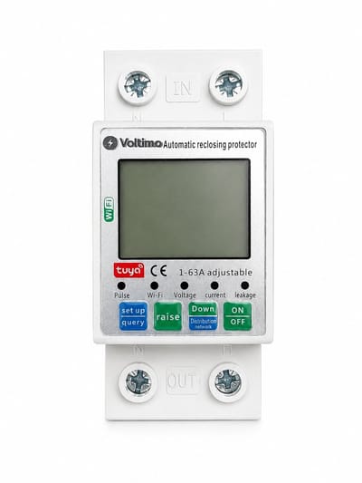 Voltimo Slimme Stroomonderbreker Tuya Zigbee, LCD Stroom en Spanningsmeter, App Bediening, Instelbare Beveiliging, Automatisch Herstel, Zigbee Gateway Vereist