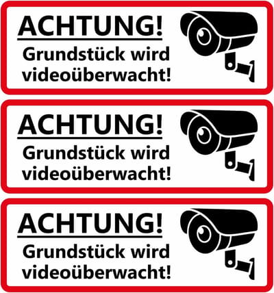 Waarschuwingssticker - Camerabewaking Bord - Inbraakpreventie - UV & Weerbestendig - 3 x 20 x 7 cm - Wit