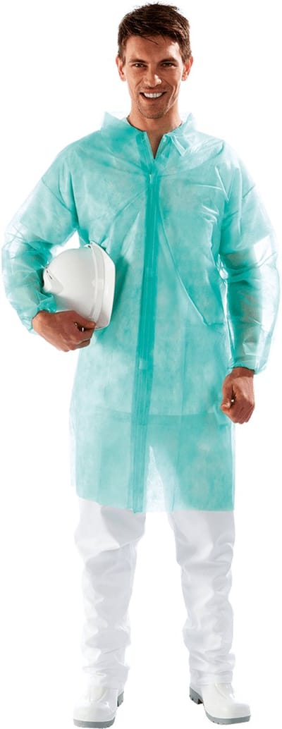 SIR SAFETY POLIFILM Stof Werkjas HEREN Veiligheidsjas Groen - Ademend - Klittenbandsluiting - 10 Stuks