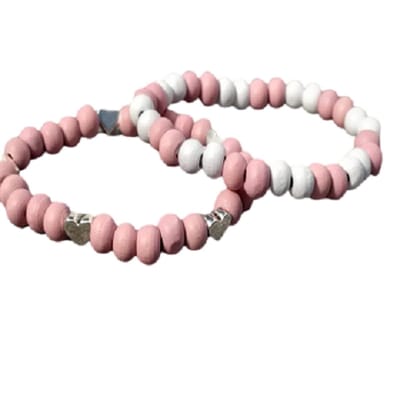 Aanpasbare armband-beads pink hearts