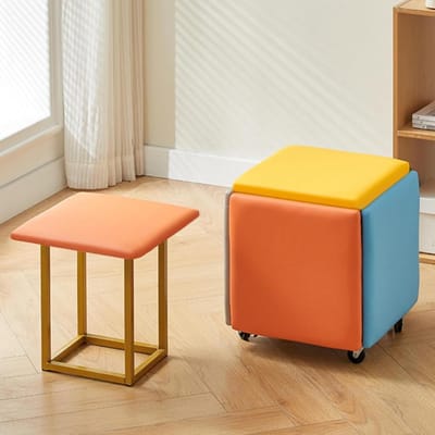 Stapelbare poef - Zitkrukjes - Ruimtebesparend opbergen - 5-in-1 multifunctioneel - 35 cm - Blauw