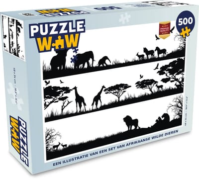 Puzzel Een illustratie van een set van Afrikaanse wilde dieren - Legpuzzel - Puzzel 500 stukjes