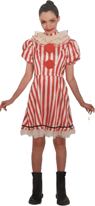 Carnaval kostuum jurk enge clown, maat M