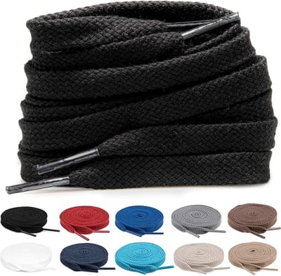 2 paar veters, 100% katoen, platte platte sneakers, schoenveters voor gymschoenen, 8 mm breed