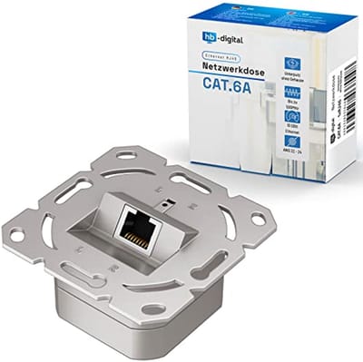 4 x CAT 6a Netwerkdoos - Universele Aansluitdoos voor 10 Gigabit Ethernet - Afgeschermd EIA/TIA 568A & B - RJ45 Poort - Opbouw/Inbouw