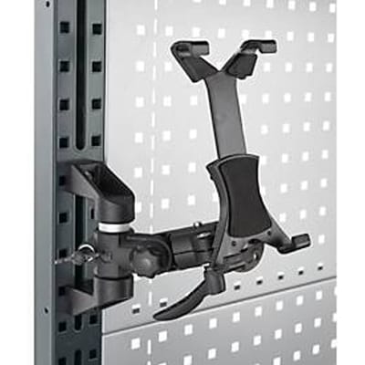 Schäfer Shop Pure tablethouder voor AST31-tafelmontage, voor 1 tablet tot 7,8", verstelbaar klembereik, 360° draaibaar, kantelbaar, kunststof/schuimrubber, zwart