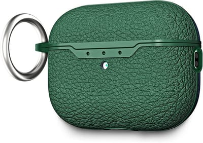 AKABEILA Hoesje voor AirPods Pro 2 hoes met karabijnhaak, TPU Litchi textuur AirPods Pro 2 2022 oplaadcase AirPods Pro 2e generatie cover voorkant led zichtbaar