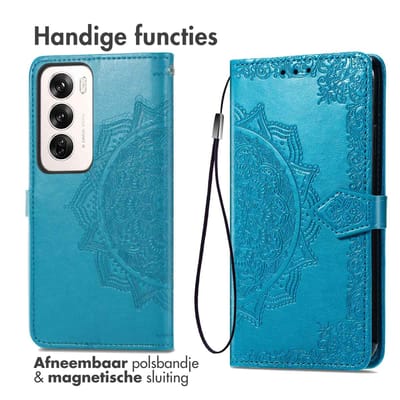 imoshion Hoesje - Geschikt voor Oppo Reno 12 Pro - Mandala Bookcase - Turquoise