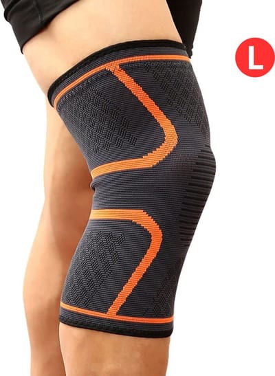 Livano Sportbrace Knie - Kniebrace - Knee Sleeves Powerlifting - Knee Support - Compressie Knie Brace - Knee Wraps - Dames - Heren - Oranje - Maat L
