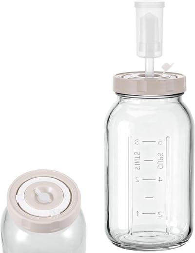 Fermentatieglas met Luchtventiel, 2 Liter, Voor Kimchi, Sauerkraut en Kombucha, Ideaal voor Groenten en Fruits