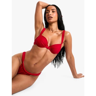boohoo Dames Petite Swimwear Essentials Balkon Bikini Top | Red | Maat: 30B