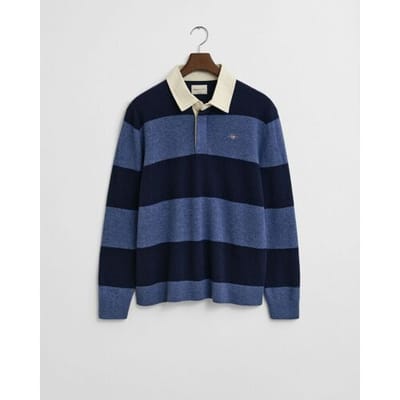 Gant Trui Extrafine Lambswool Striped Polo Pullover Marine / male