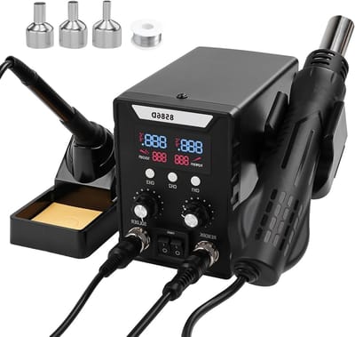 Krachtig 760W 2-in-1 Solderingsstation met Digitale Temperatuurregeling en 3 Mondstukken voor Elektronica Reparatie en Hobbygebruik