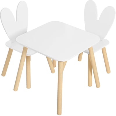 uJOY Kindertafel met 2 stoelen - Activiteiten tafel - Konijn thema - Hobby tafel - Eenvoudige montage - Ronde afgewerkte hoeken