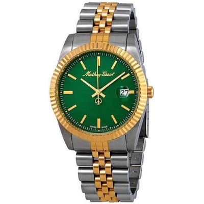 Mathey-Tissot Mathy III Two Tone Stainless Steel Green Dial Quartz H810BV Herenhorloge groen