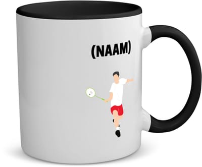 Akyol - badminton met eigen naam koffiemok - theemok - zwart - Badminton - badmintonner - sport - 350 ML inhoud