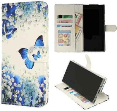 Cityhoesje-iPhone 15 Pro Max – Bookcase- Vlinder Blauw