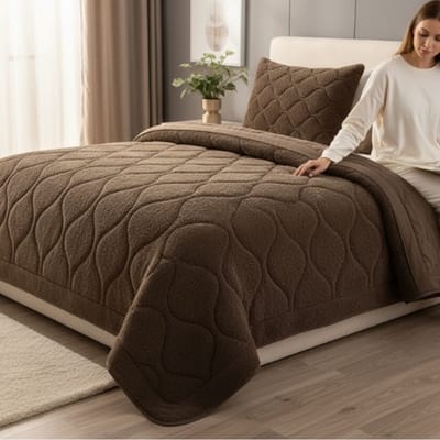 Bedsupplies - Lazy Dekbed - Dekbed Zonder Overtrek - Teddy - 140x200 - Met Kussensloop 60x70 - Taupe/Bruin