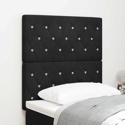 vidaXL - LED - Hoofdbord - met - LED-stripverlichting - Zwart - 80 - cm - Fluweel