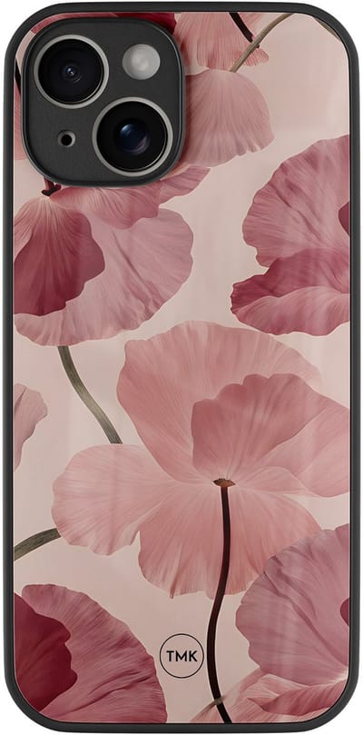 Hoesje geschikt voor Apple iPhone 14 - Vintage blossom - Roze - TPU luxe case (glossy toplaag) - Bloemen - Hardcase backcover zwart