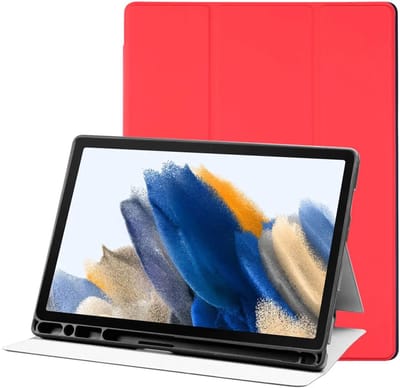 Tablet Hoes Geschikt voor Samsung Galaxy Tab A8 | Luxe Tri-Fold Book Case | Kunst Leren Bescherm Hoes | Standaard Functie | Rood