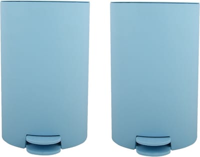 MSV Pedaalemmer - 2x - kunststof - lichtblauw - 3L - klein model - 15 x 27 cm - Badkamer/toilet